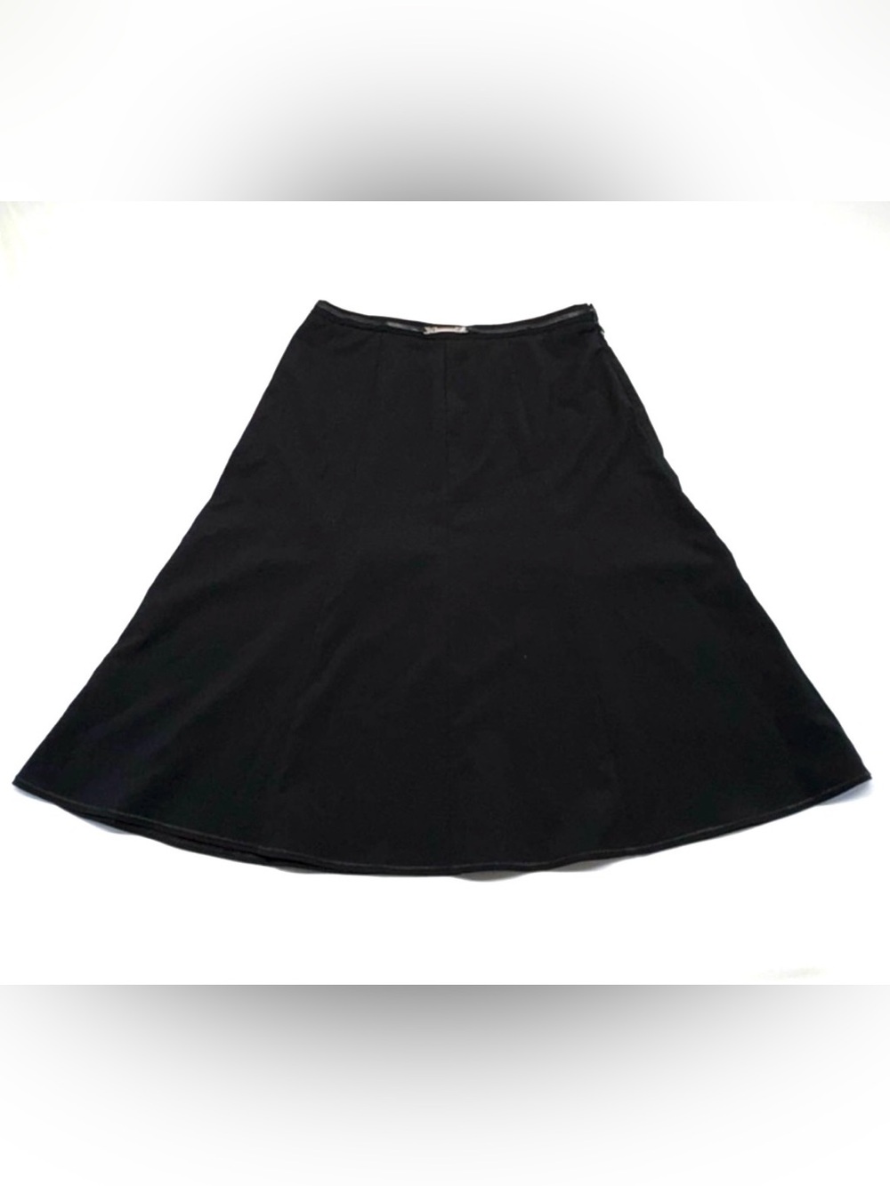 East 5th Solid Black A-Line Midi Skirt Size 8